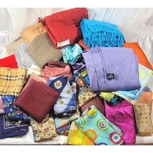 Huge Lot of 43 Used Wrap, Shawl, Scarves - Silk, Polyester, Wool, Pashmina